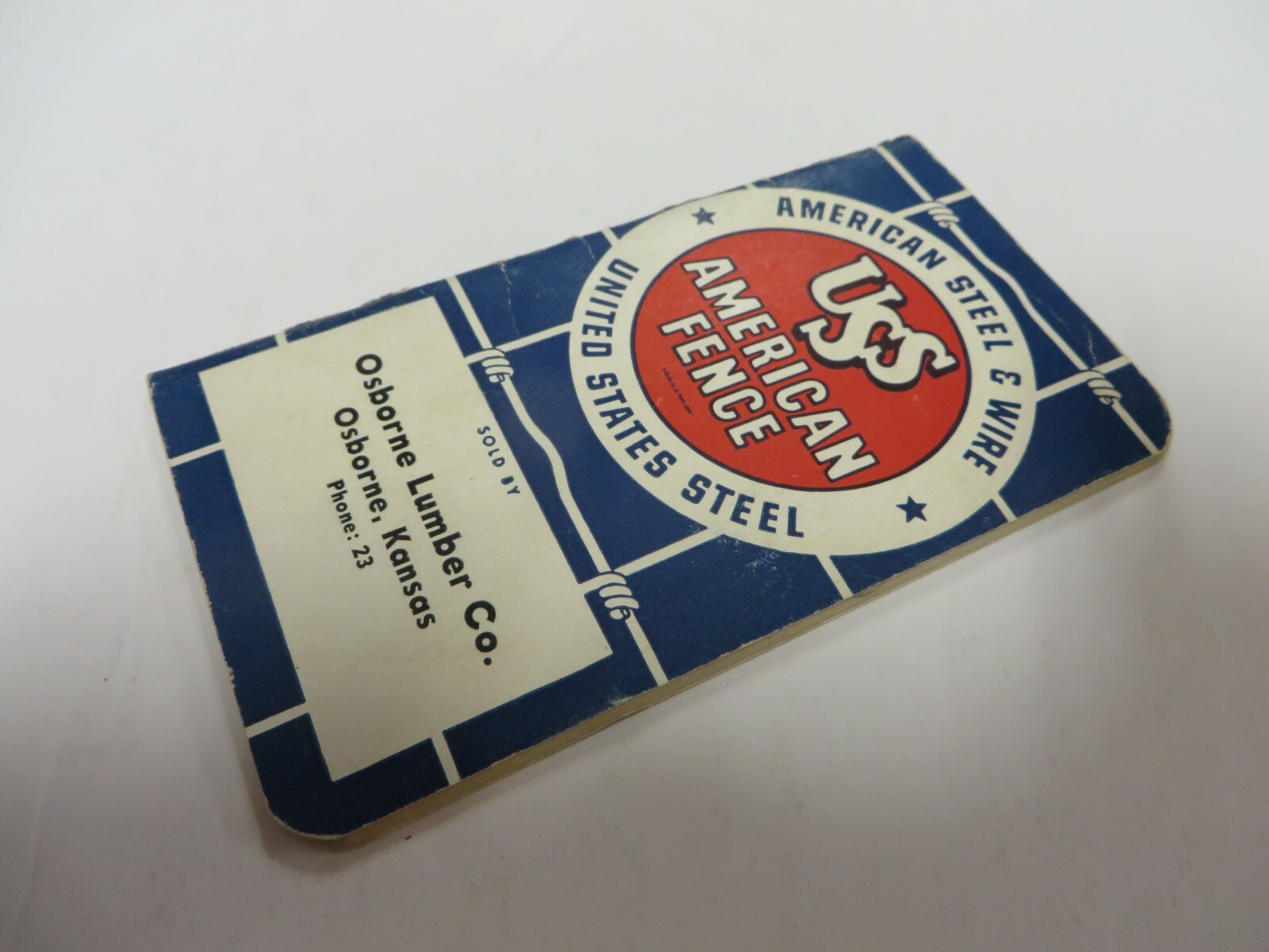 Vintage USS American Fence Notepad Osborne Lumber Co Osborne, Kansas Advertising