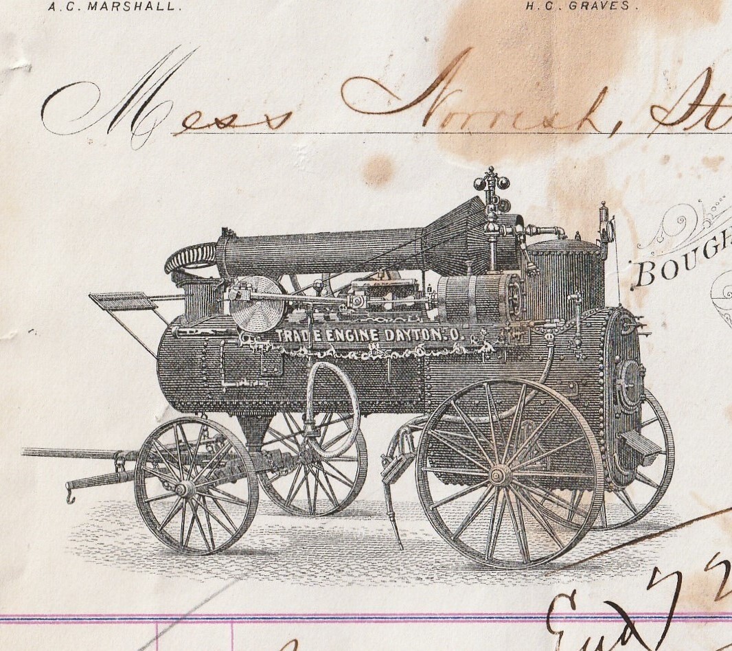 RARE – Marshall Graves Co – Trade Engine Works 1883 Bill letter head Dayton Ohio