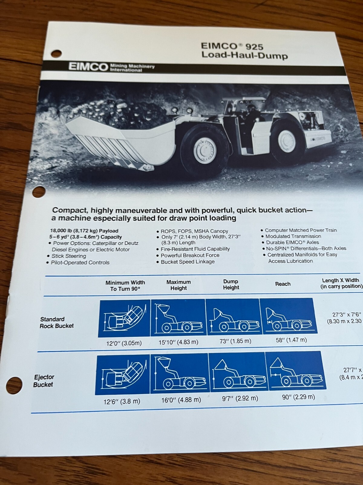 Eimco 925 Wheel Loader Brochure AMIL22