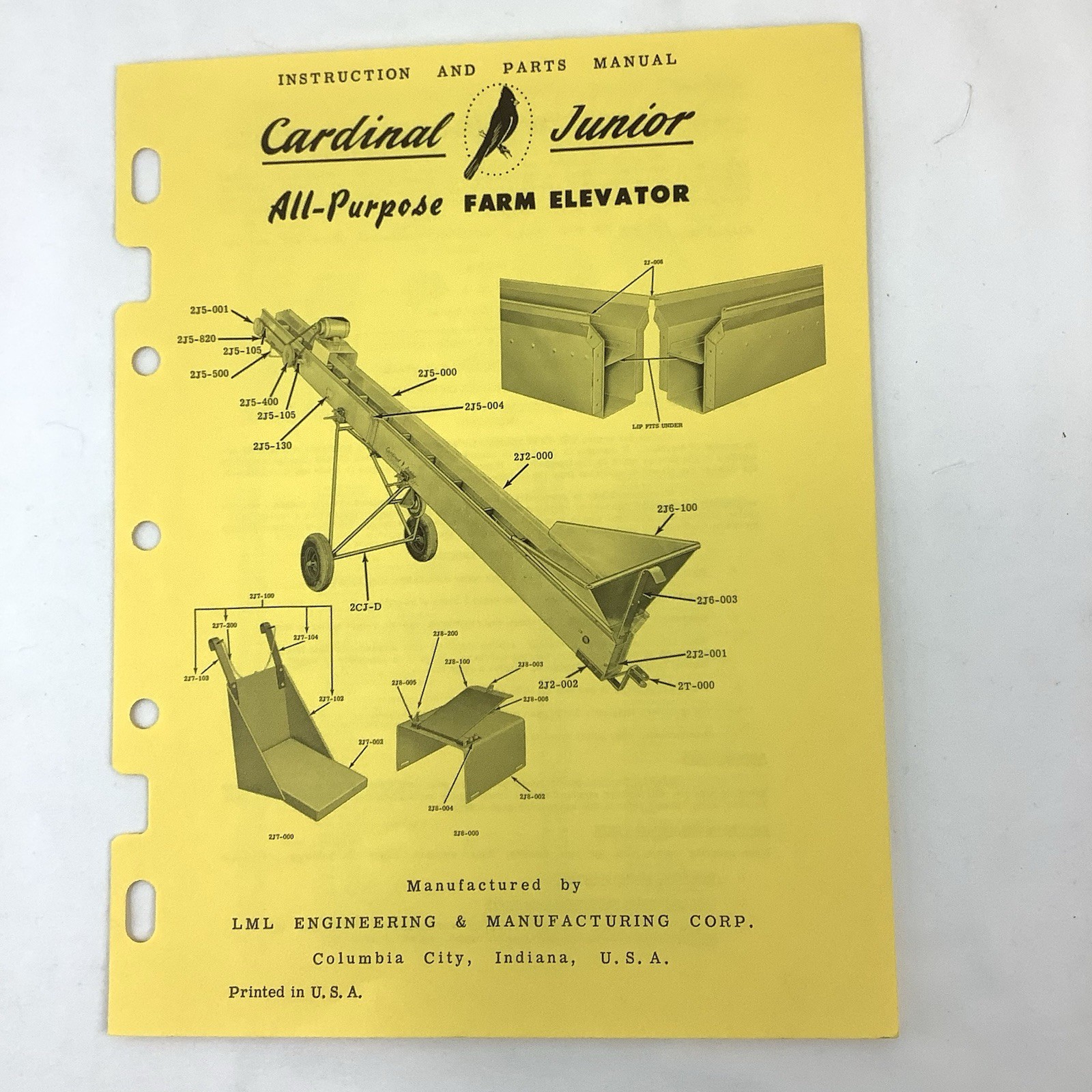 Cardinal Manufacturing Indiana 1955 Brochures Assembly Instructions Parts Lists