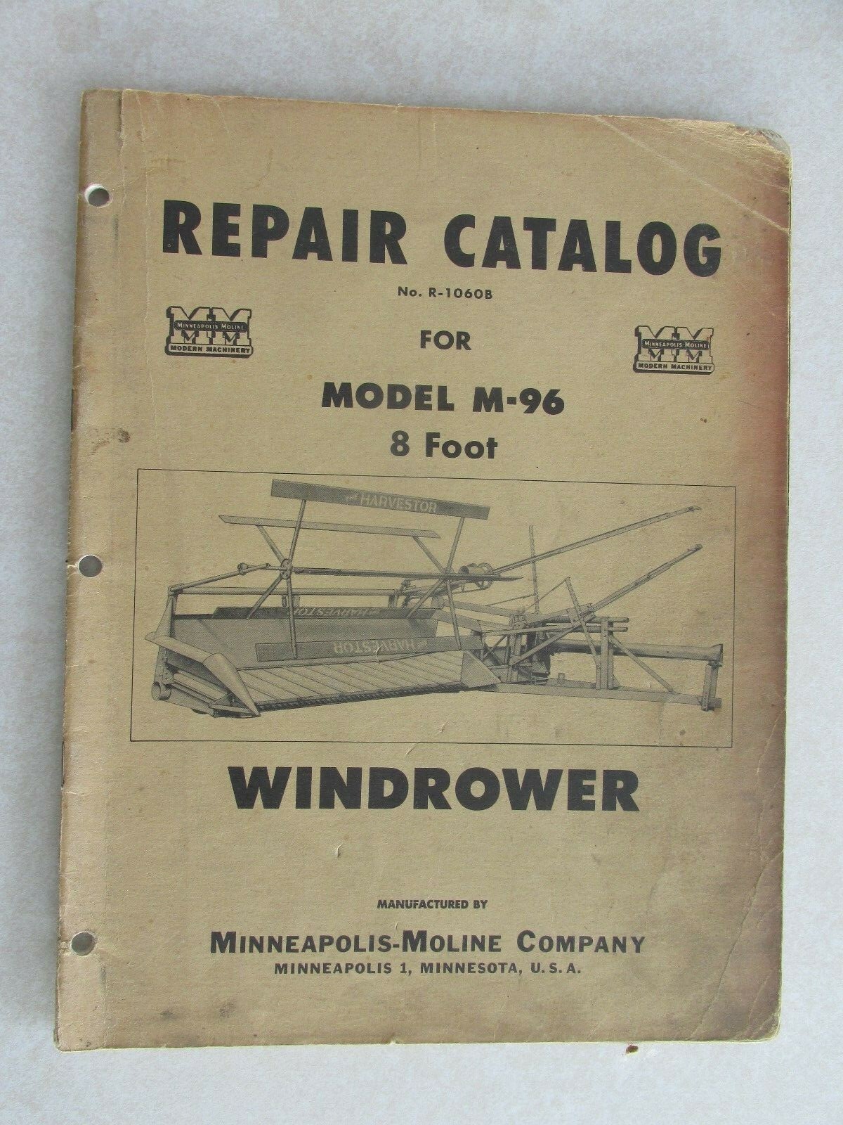 MBF52 Farm Manual MM Minneapolis Moline repair catalog Windrower M-96