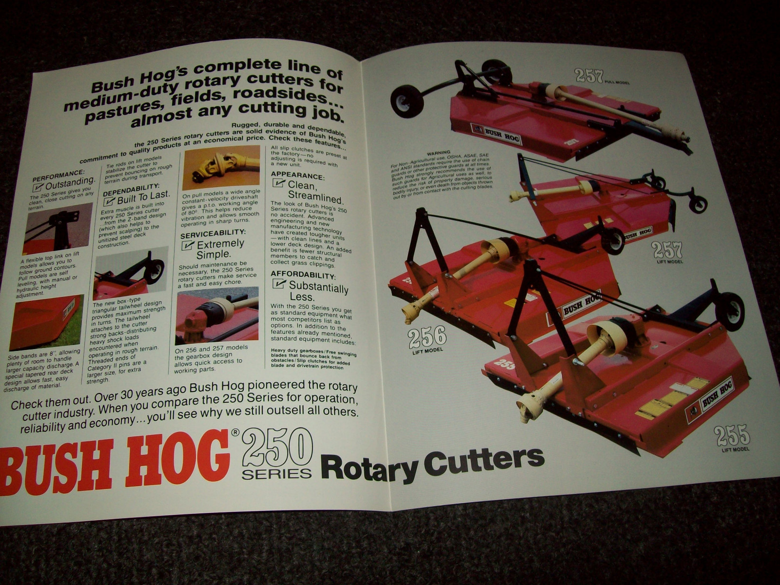 BUSH HOG 257 256 255 BROCHURE ADVERTISEMENT LITERATURE