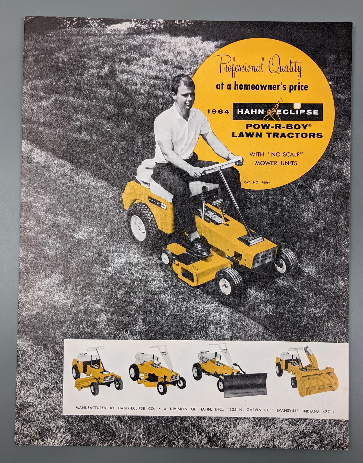 Hahn Eclipse Lawn Tractor + Mower Brochure/Ads, 1964 POW-R-BOY POW-R-PRO
