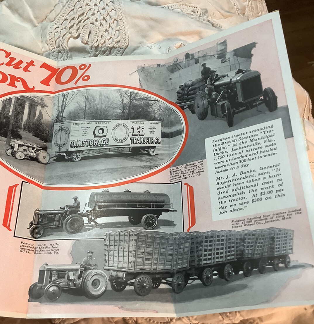 VINTAGE FORDSON TRACTOR HAULING EQUIPMENT SALES FOLDER BROCHURE NOS