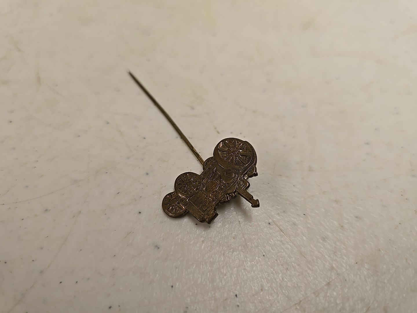 Antique 2.5&Prime; Brass Advance-Rumley La Porte IN Advertising Tractor Stick Pin