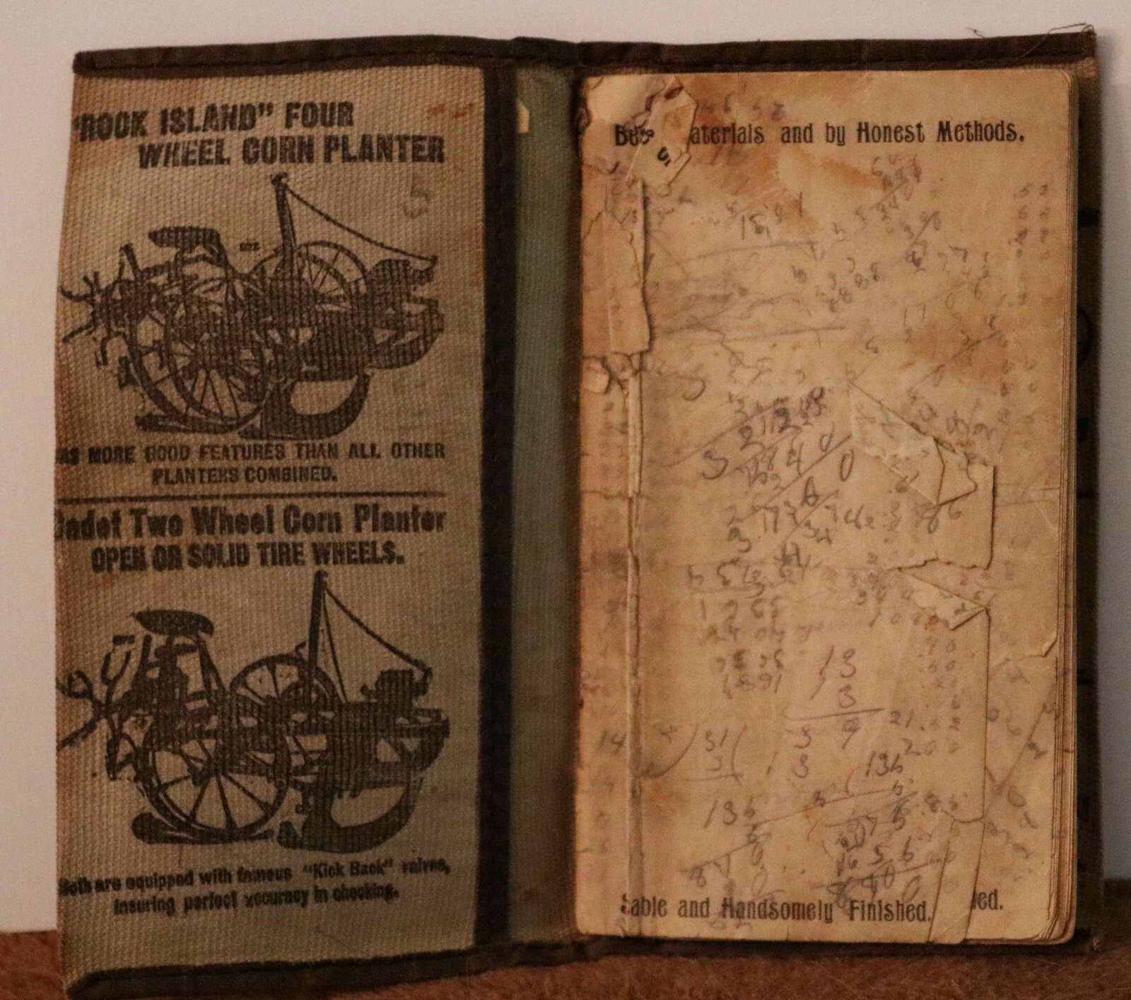 Antique 1906 Cloth-bound Rock Island Plow Co. Pocket Notebook & Sales – Complete