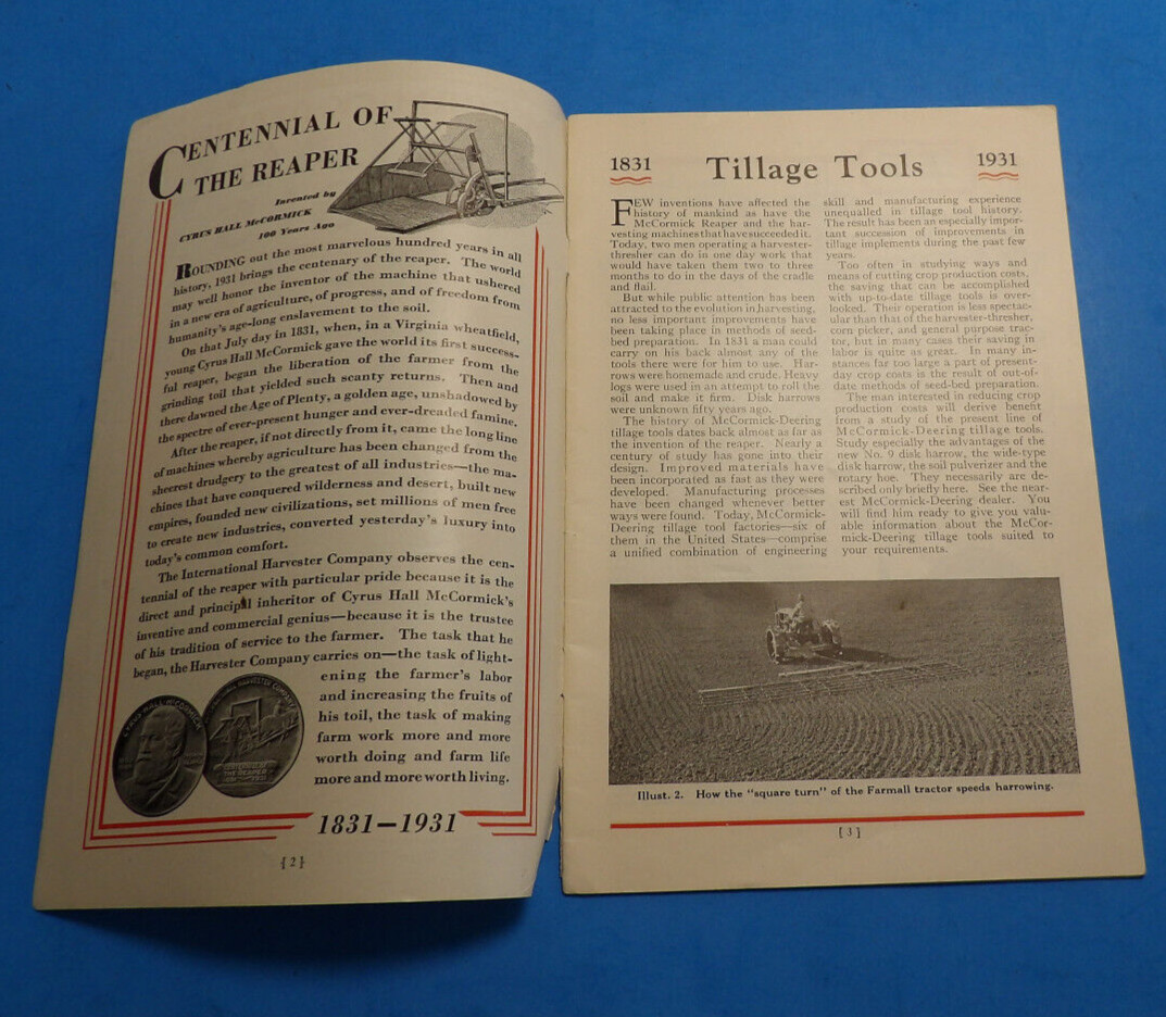 MCCORMICK DEERING BROCHURE 1931 TILLAGE CATALOG 31 PAGE