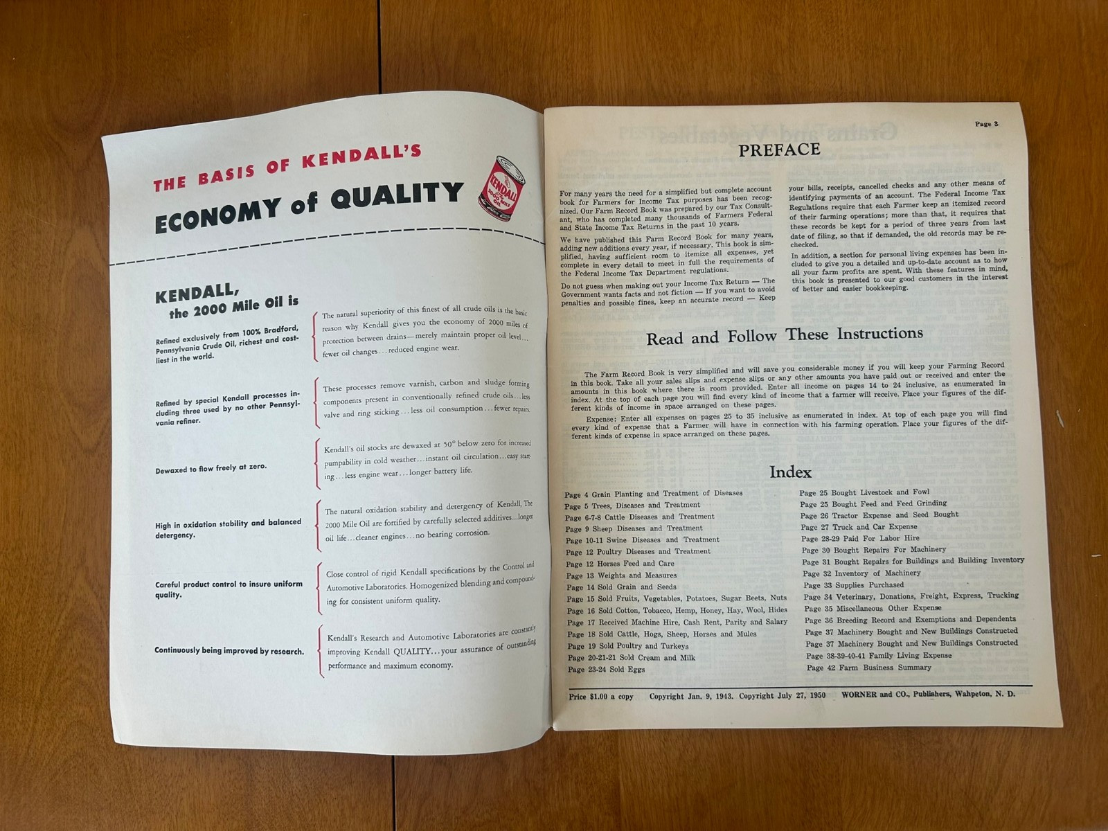 Vintage 1950 Kendall Farm Record Book – Valley Machine Sales