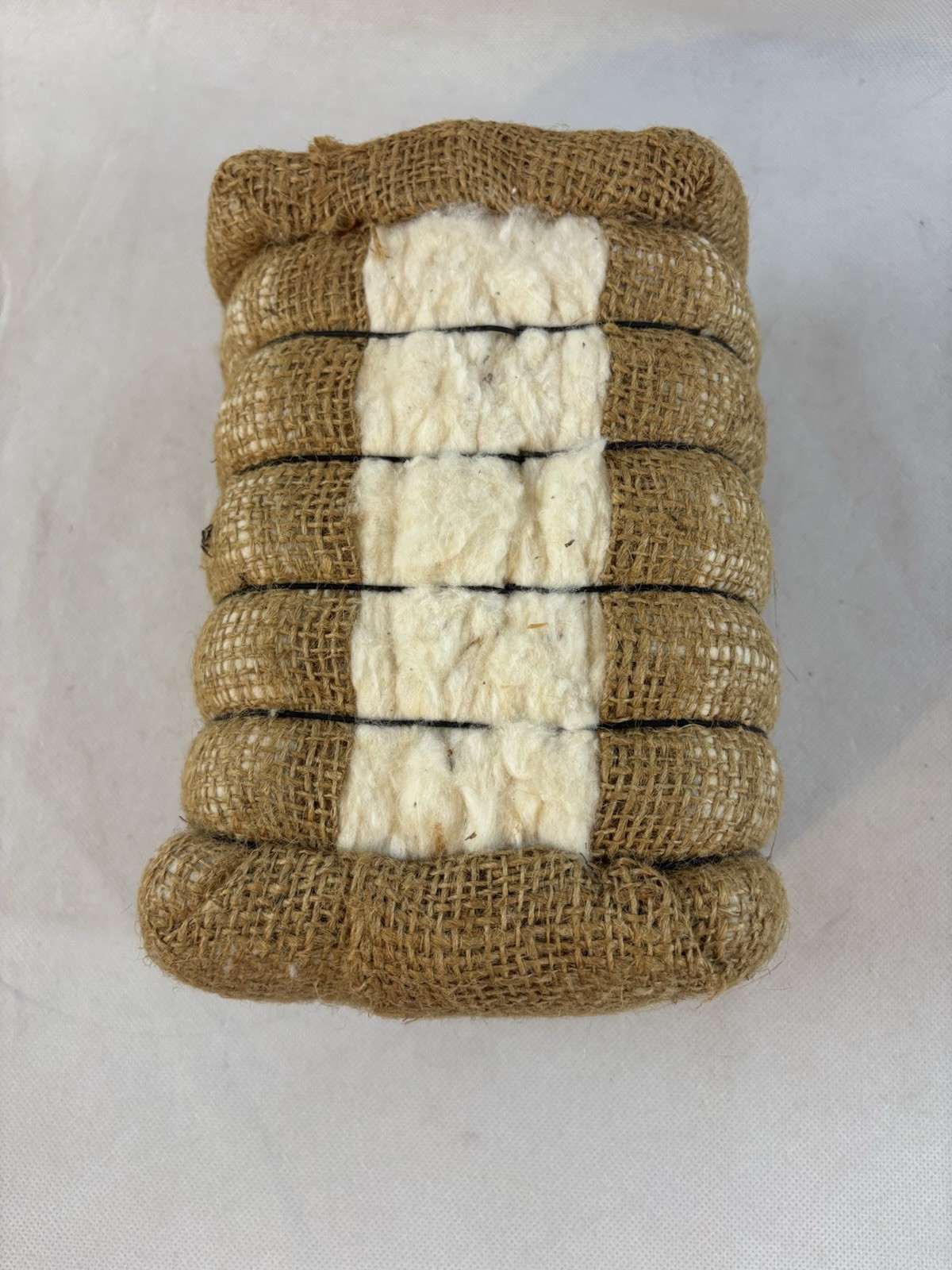 Vintage Miniature Mini Souvenir Real Cotton Bale Tennessee in Burlap w/Tag