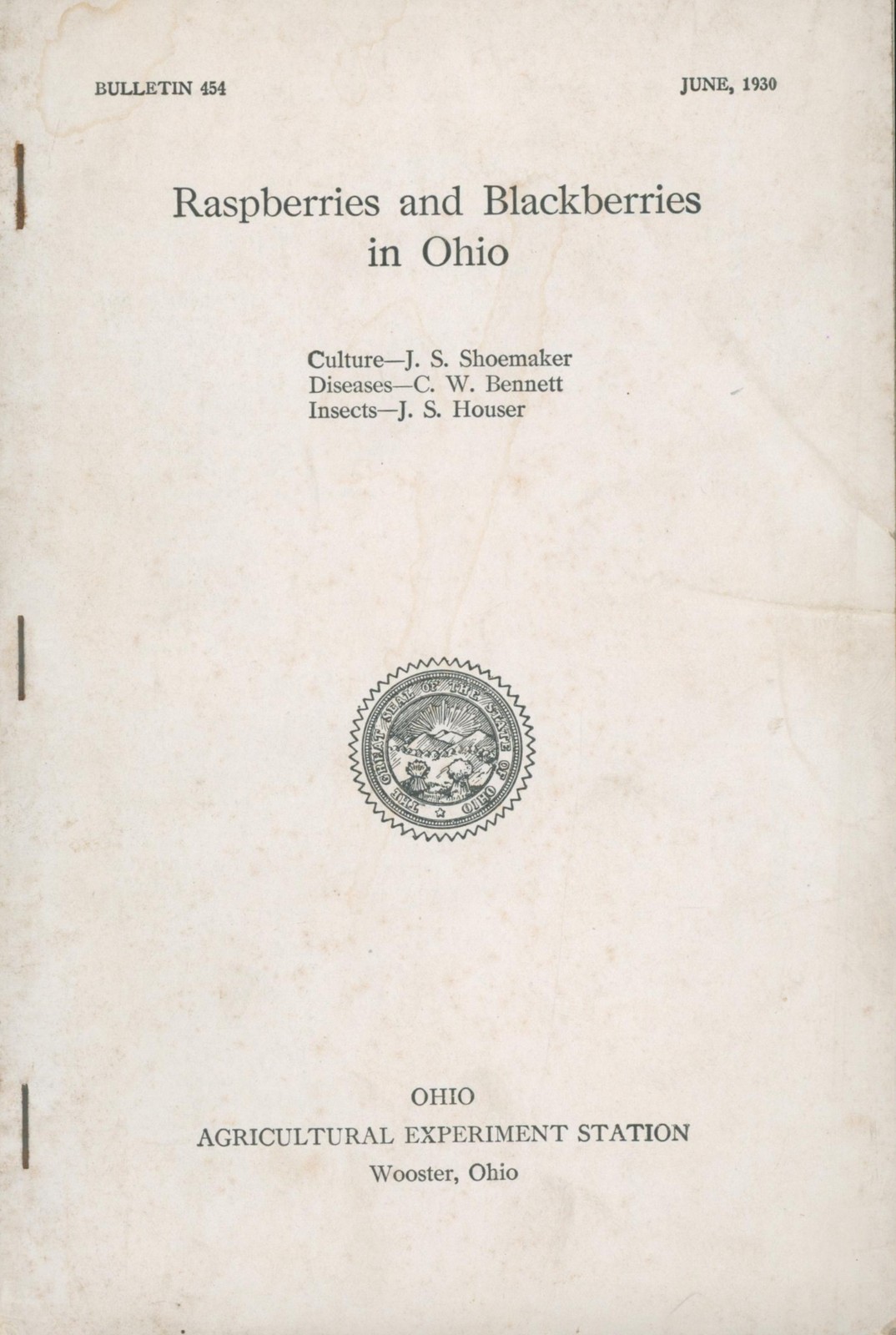 1930 Ohio Agricultural Experiment Station Bulletin 454 Raspberries Blackberries