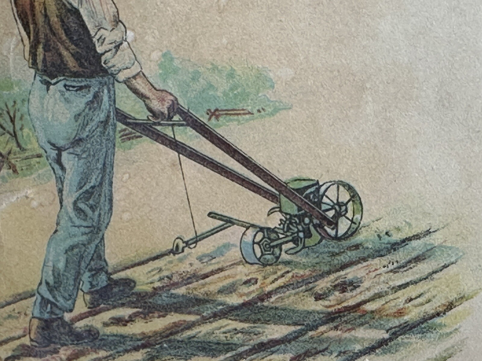 Vintage Planet Jr Farm Plow Hoe Cultivator Seed Antique Color Advertising Cover