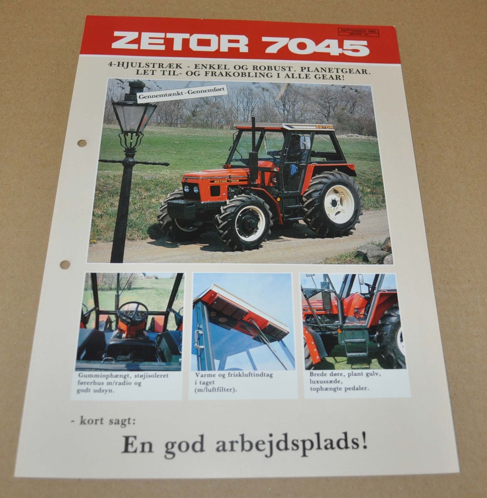 1982 Zetor 7045 Tractor Specification Brochure Prospekt DK