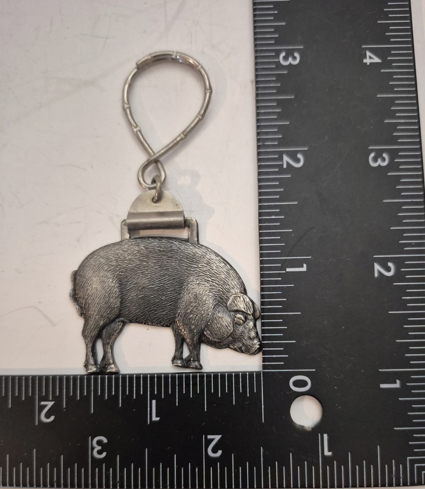 Vintage HMO Hog Pig Watch Fob Keychain Mid Century Livestock Farm Advertising