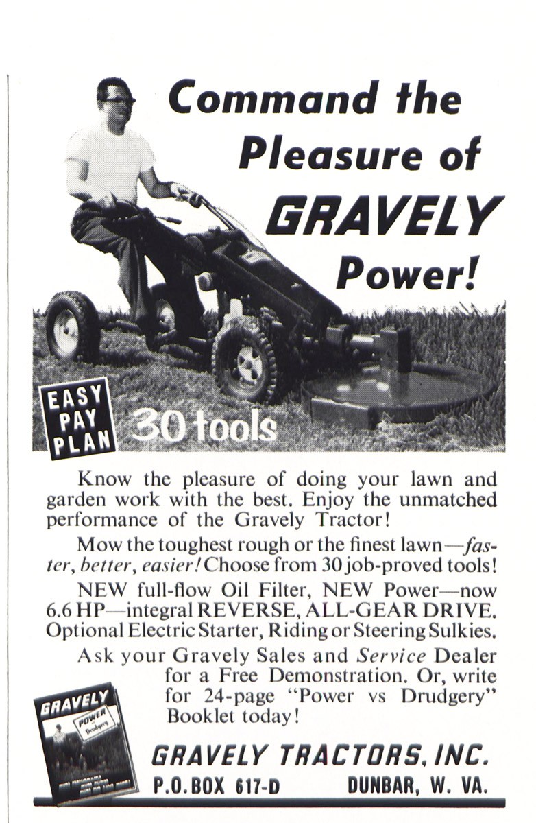 1960 Gravely: 30 Tools, Command the Pleasure Vintage Print Ad