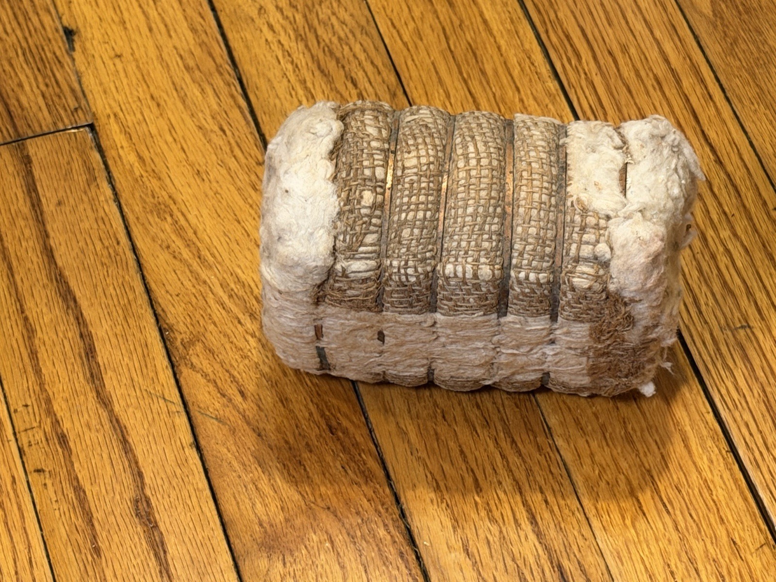 Vintage Miniature Texas Cotton Bale – 5.5&Prime; Real Cotton & Burlap Display Replica
