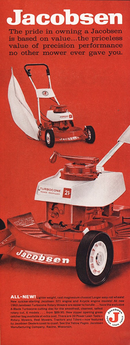 1963 Jacobsen Mowers: Pride In Owning Vintage Print Ad