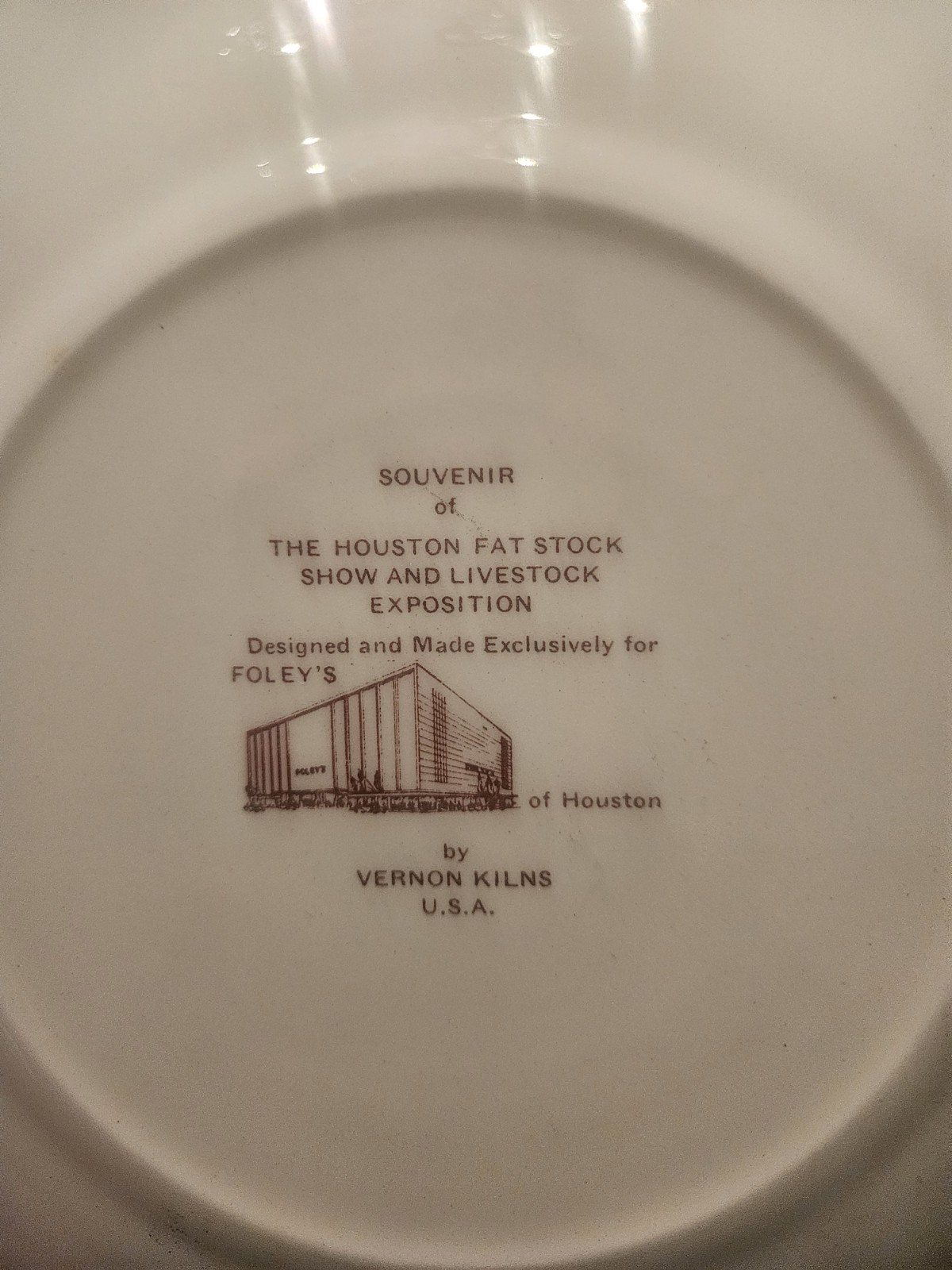 Vtg. Vernon Kilns Houston Fat Stock Show and Exposition Souvenir Plate
