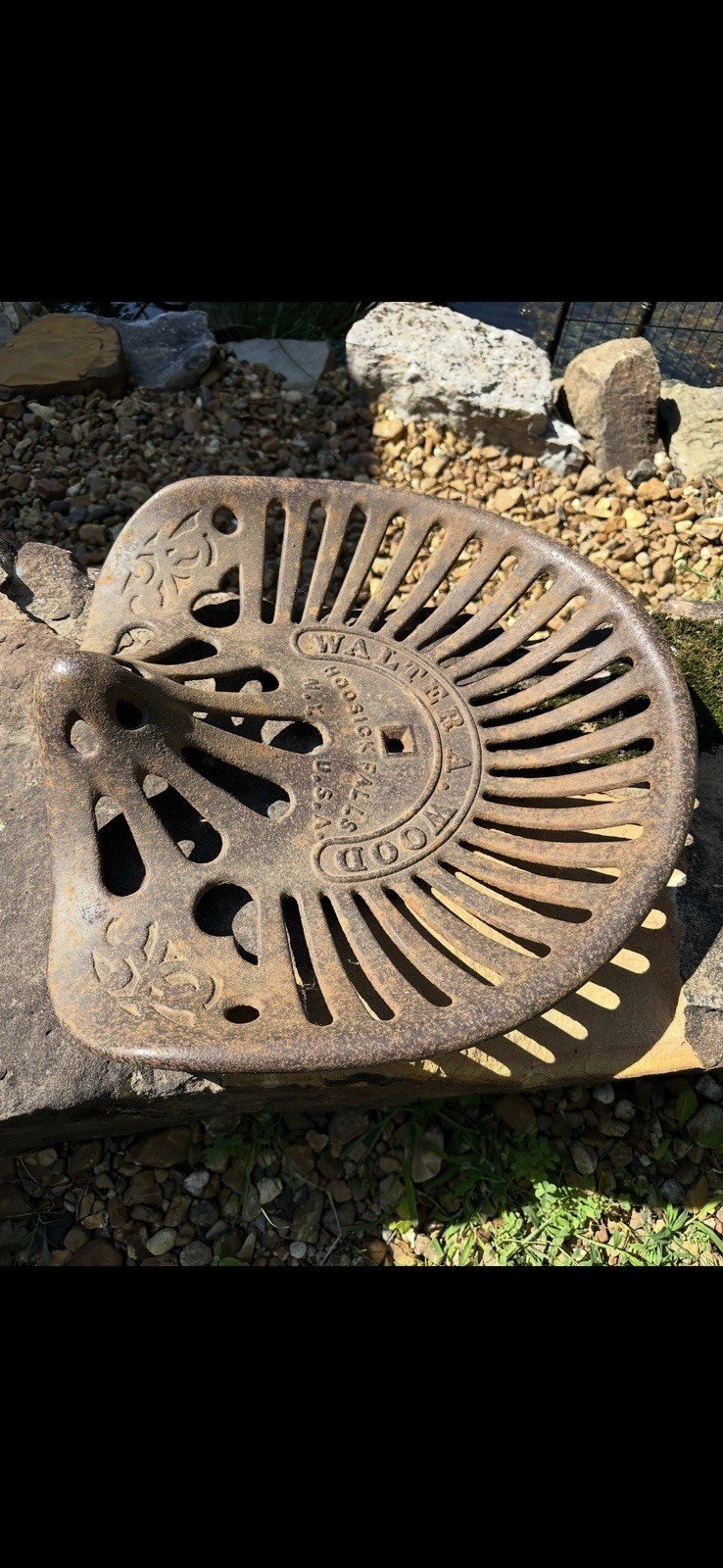 Antique Walter A. Wood Cast Iron Tractor Seat Hoosick Falls NY Farm Primitive