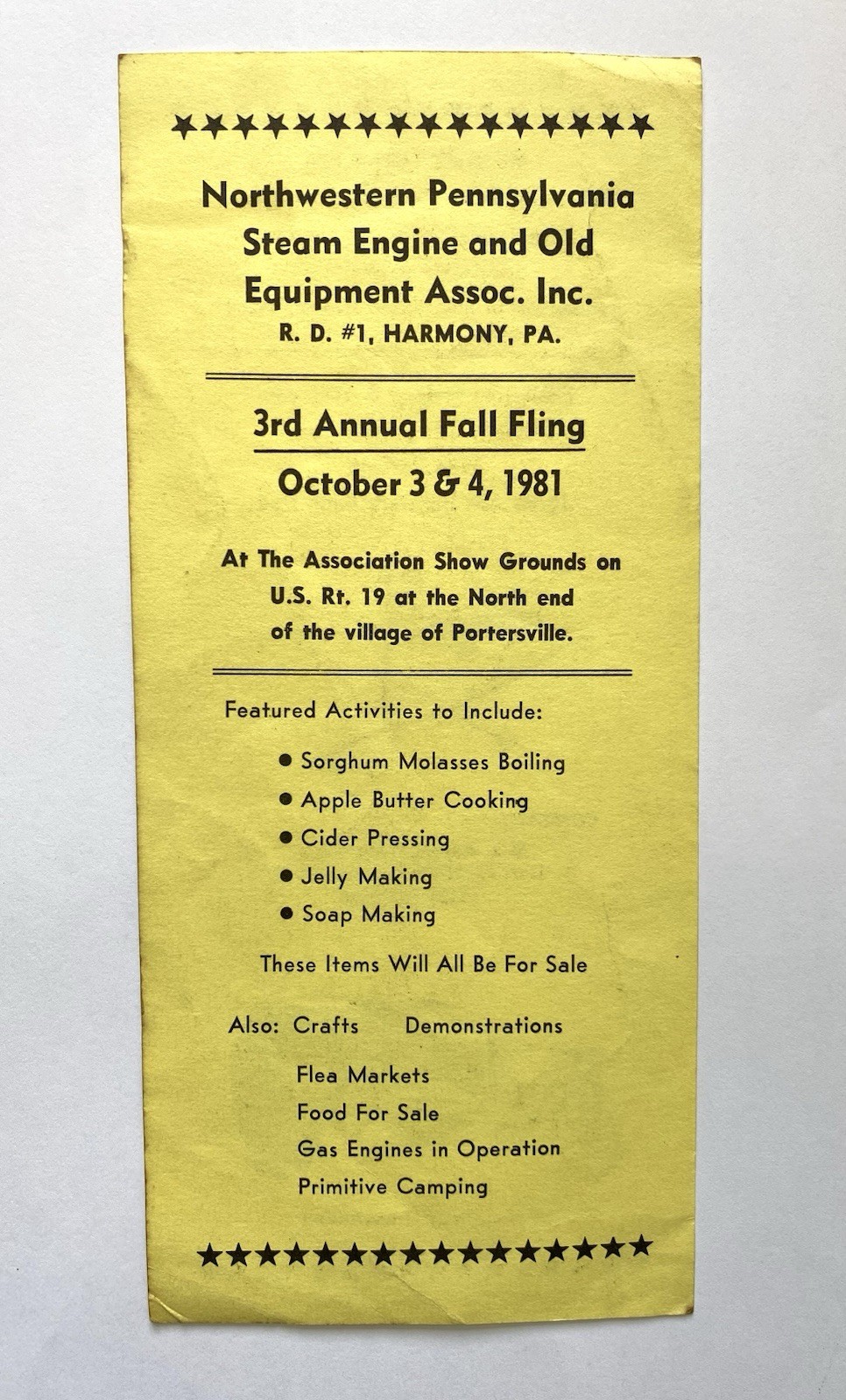 1981 Northwestern Pennsylvania Steam Engine & Old Equipment Association Flyer