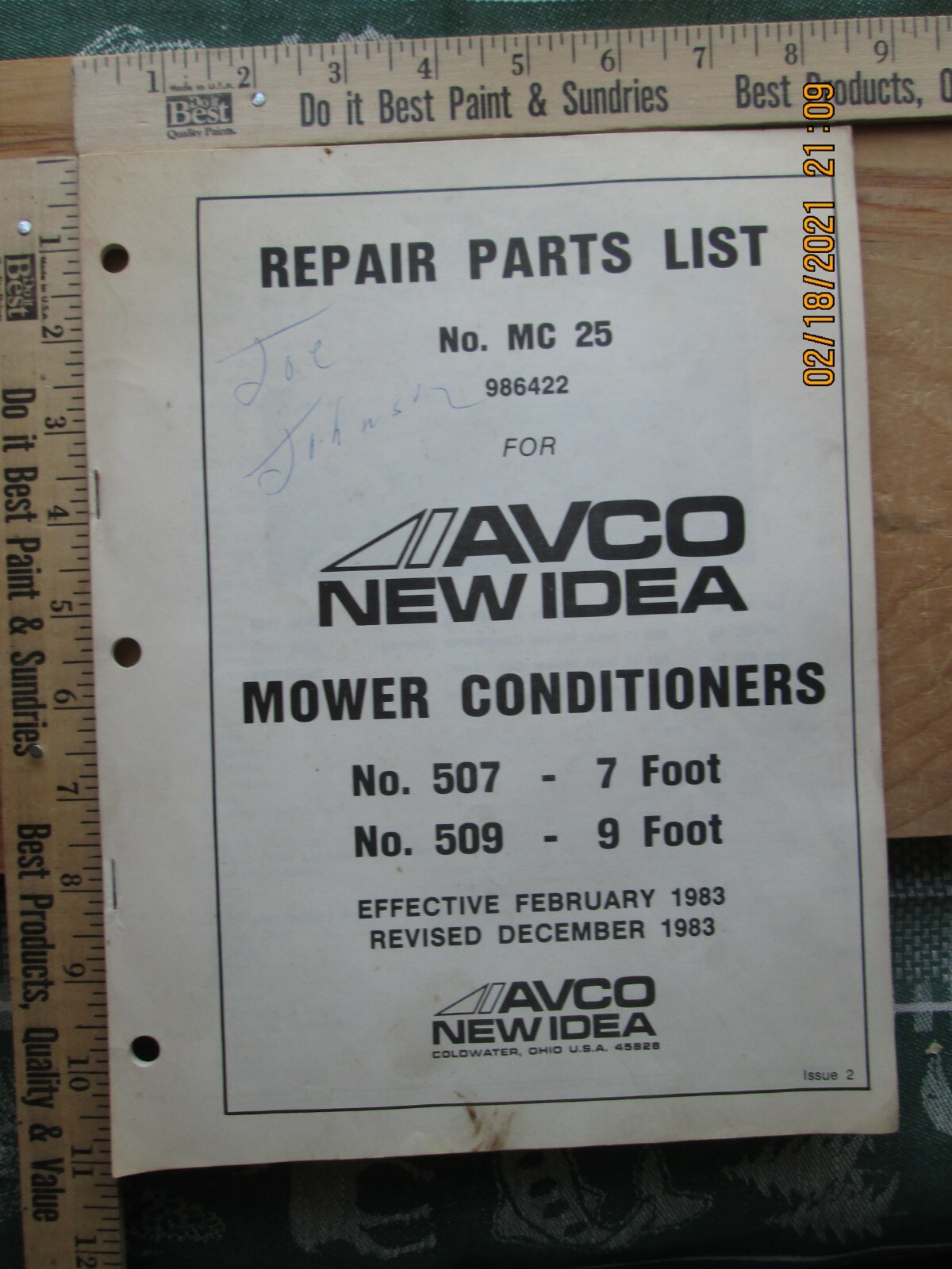 avco new idea repair parts list mower conditioners no. mc 25 1983