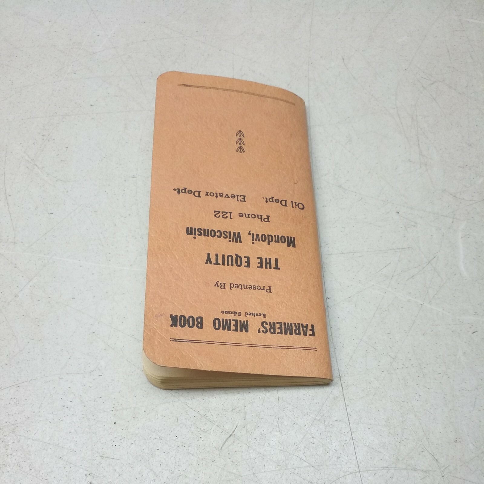 Vintage Farmers Memo Book The Equity Mondovi Wisconsin Agricultural Advertising