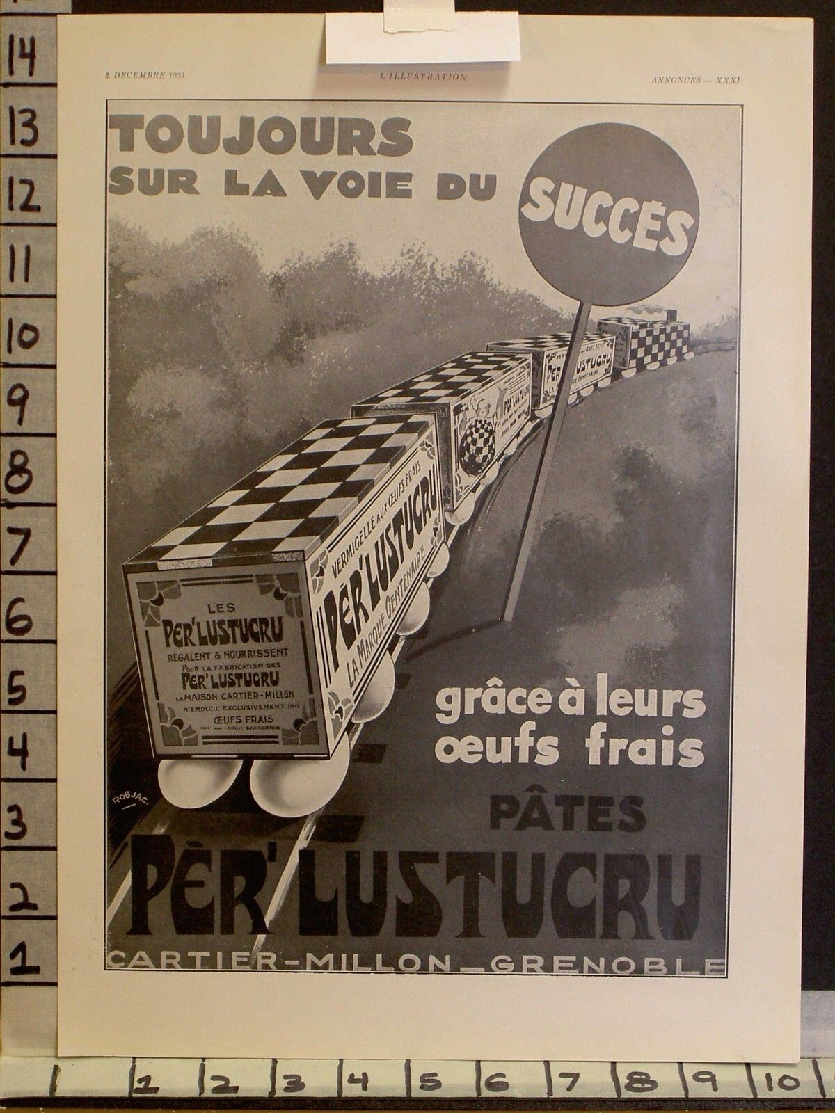 1933 EGG FARM POULTRY TRAIN TRACK AGRICULTURE HEN ROBJAC CON BOX 23223251