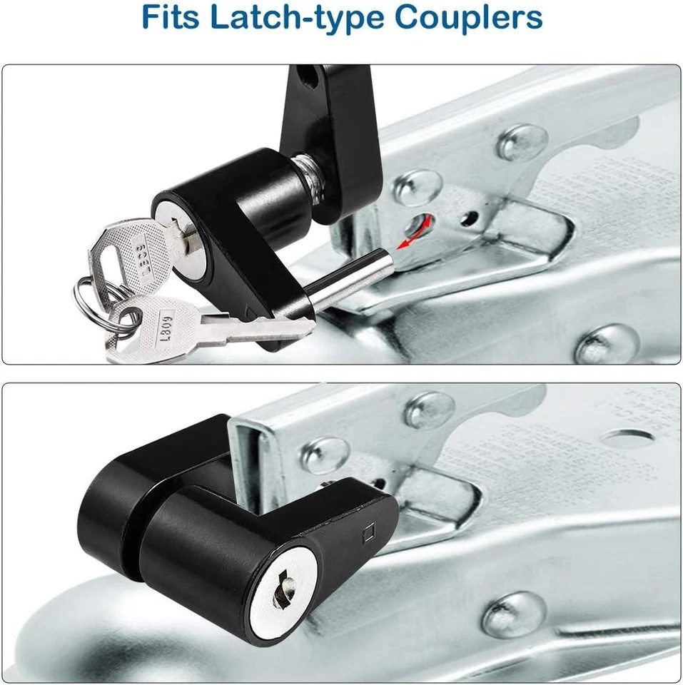 CZC AUTO Black Trailer Hitch Coupler Lock, Dia 1/4 Inch, 3/4 Inch Span for Tow B
