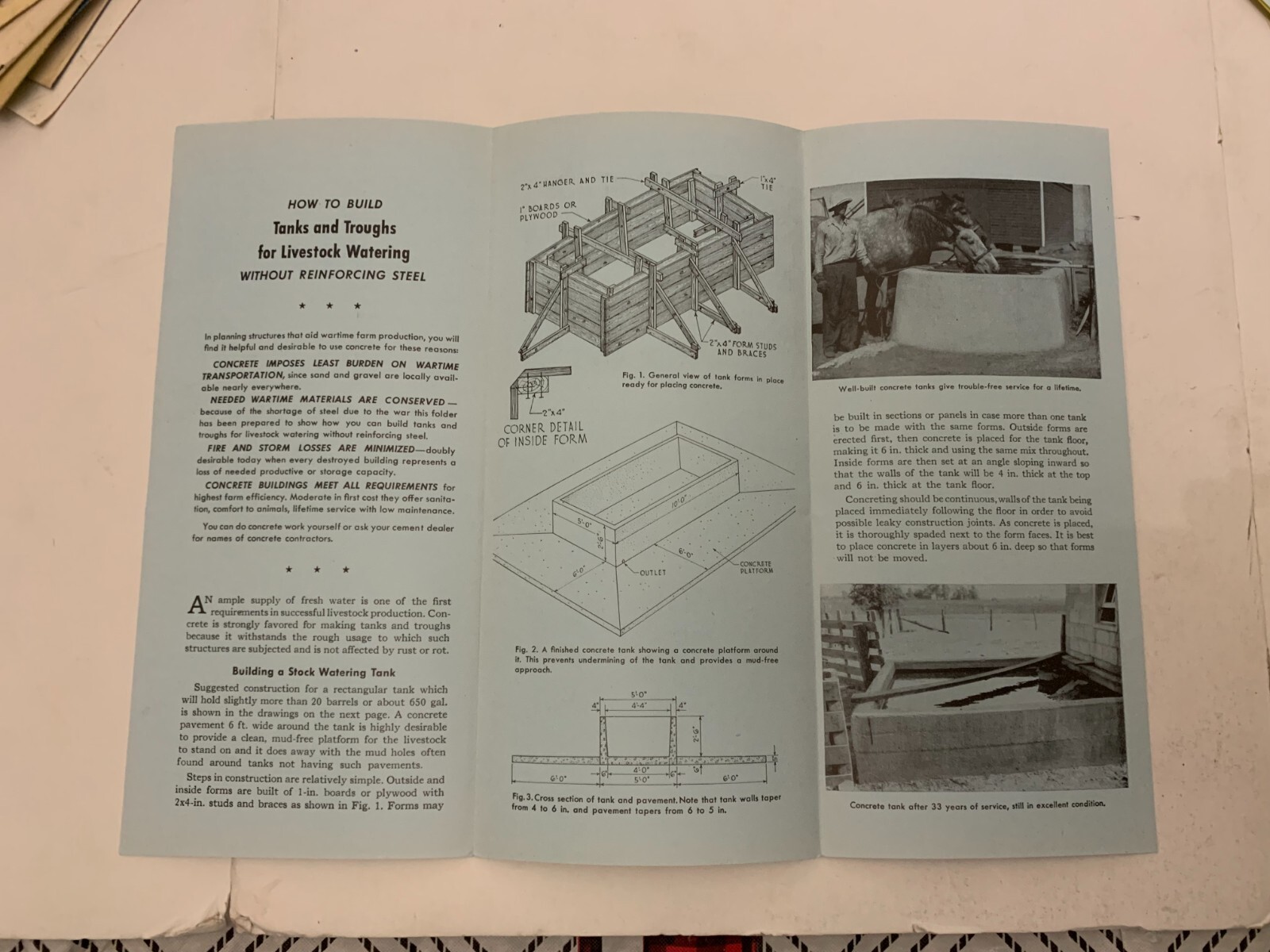 c1940 Portland Cement Co Des Moines Iowa How To Build Livestock Troughs Brochure