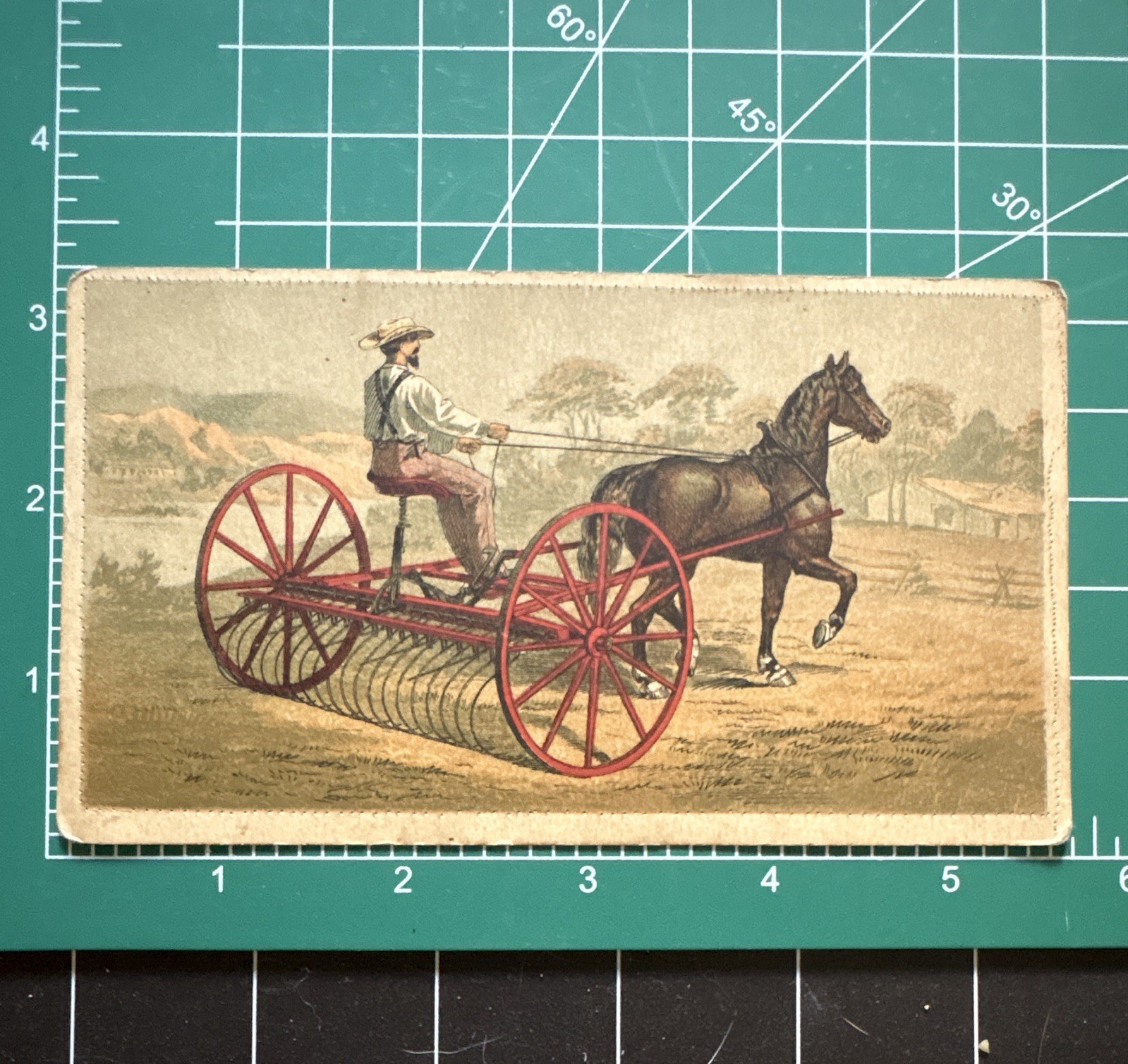 Williams Bros Ithaca Self-Dump Rake Agriculture Trade Card Beige Red Black