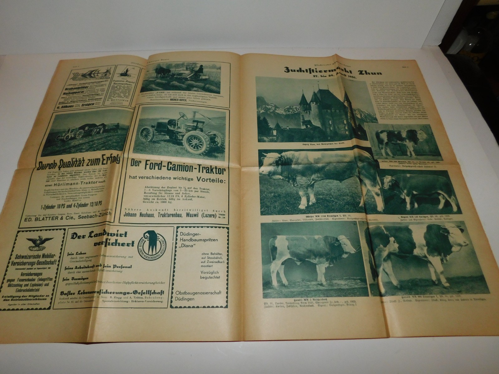 VINTAGE 1920&rsquo;S SWISS CATTLE PAMPHLETS & 1931 SCHWEIZER BAUER PAPER TRACTOR ADS
