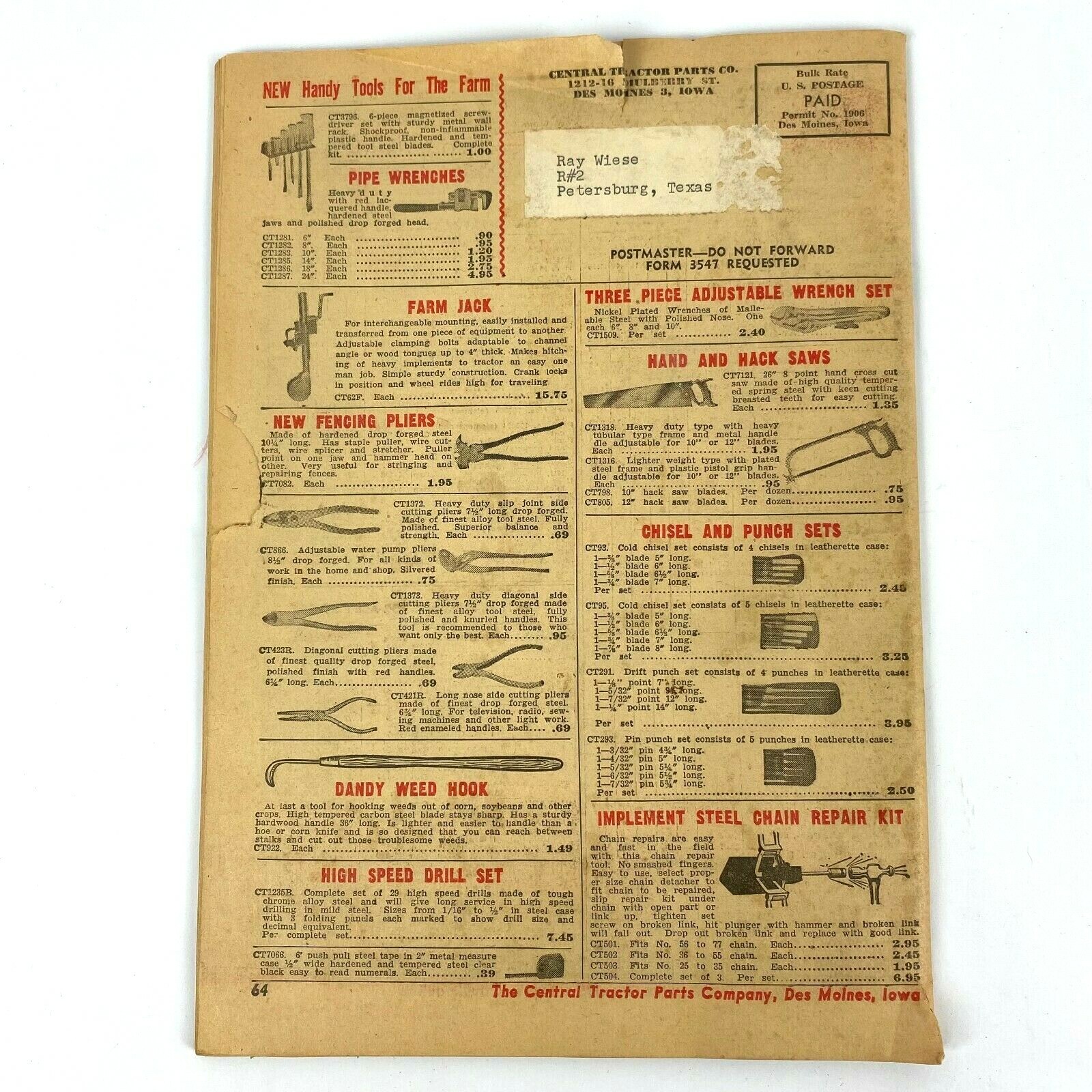1957 Central Tractor Parts Co. Catalog Book John Deer Caterpillar Ford Farmall