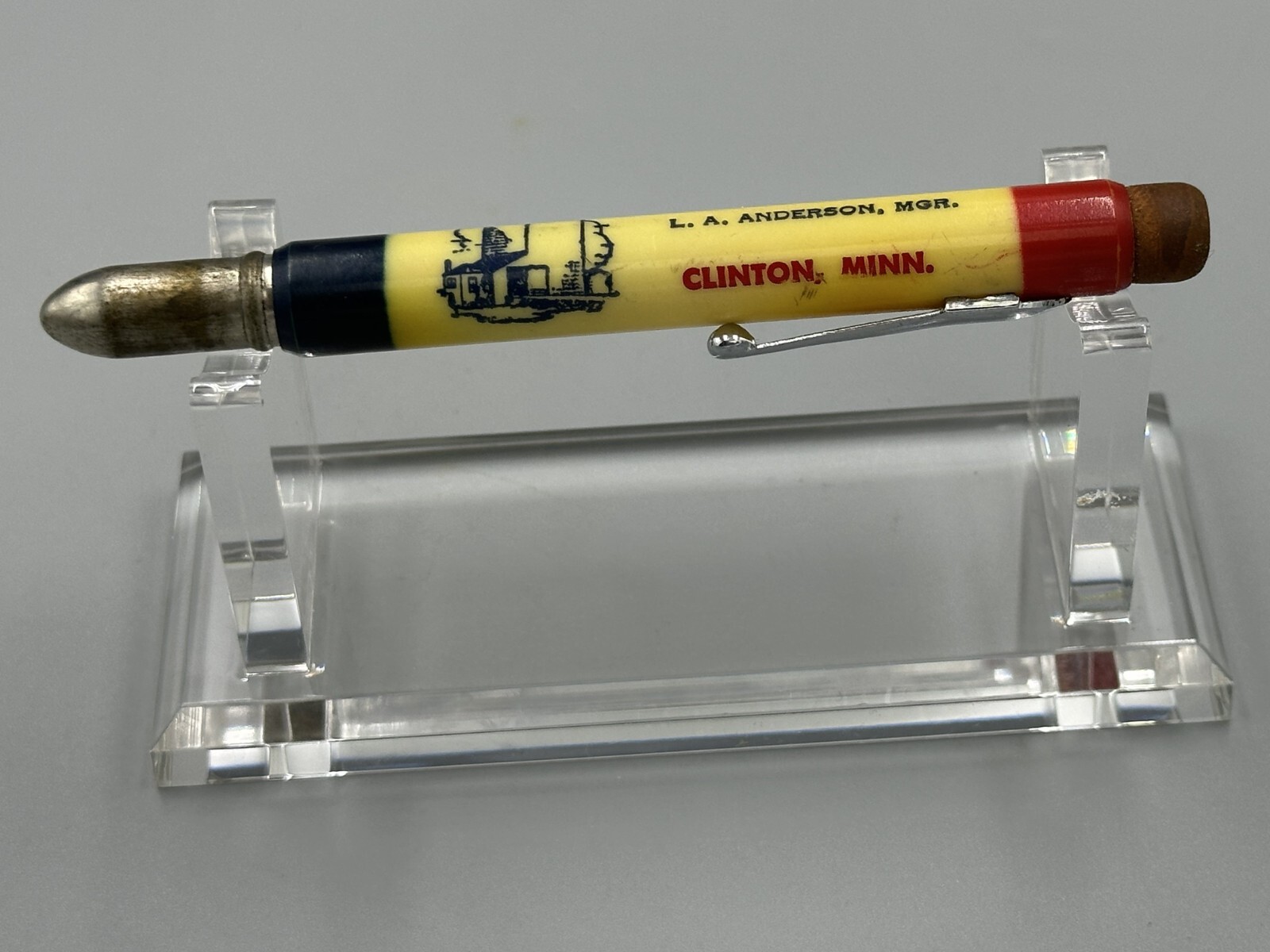 Vintage FARMERS CO-OP ELEVATOR Advertising BULLET PENCIL Clinton MN Sisseton SD