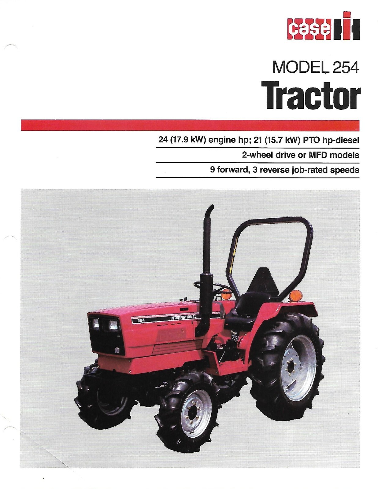 Farm Tractor Data Sheet – Case IH – 254 – Brochure (F8725)