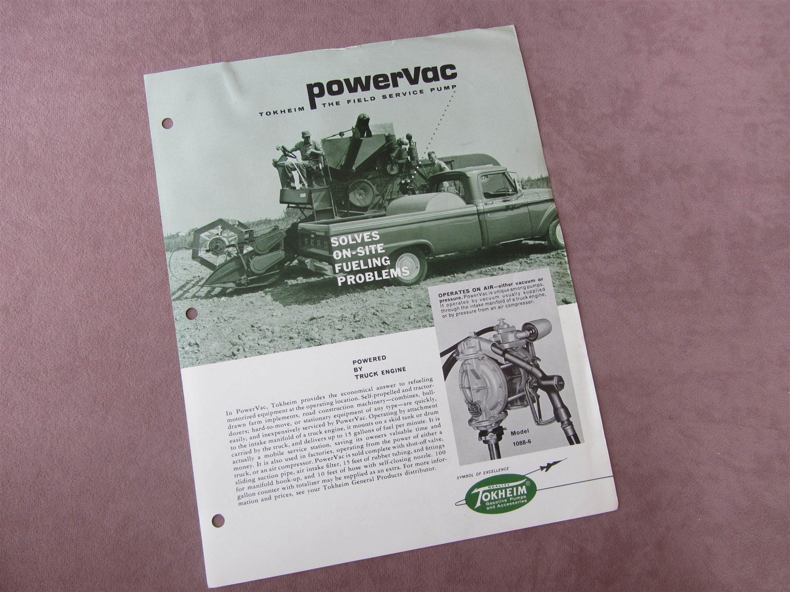 1962 Tokheim Sales Brochure High Vacuum Hand Powered Pumps +Flow Meters Indiana