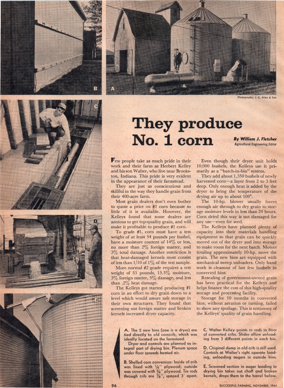 1964 Brookston Indiana Kelley Farm #1 Corn Grain Producers 60&rsquo;s Vintage Print Ad