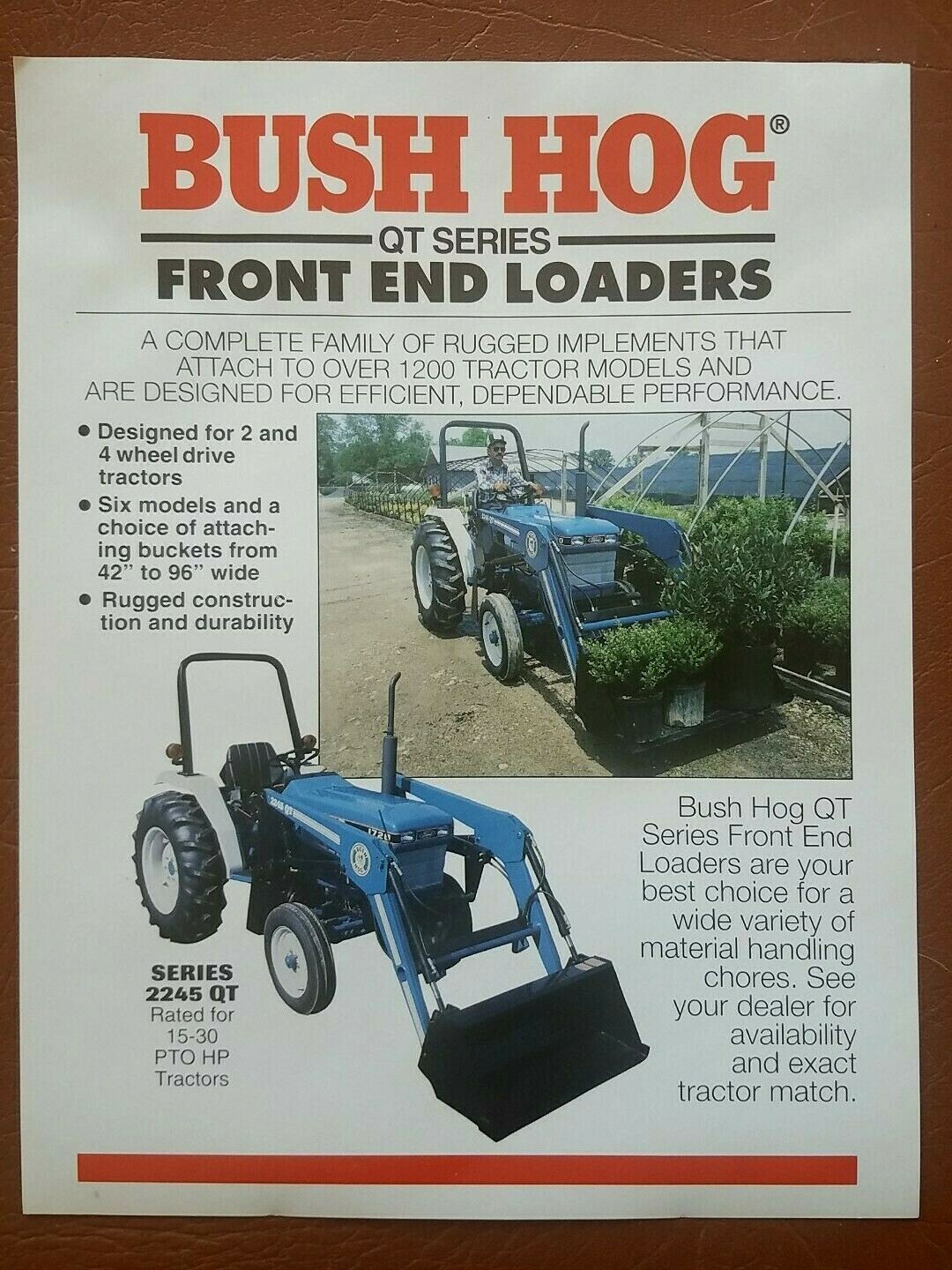 Bush Hog: QT Series Front End Loaders – Brochure Advertisement Specs