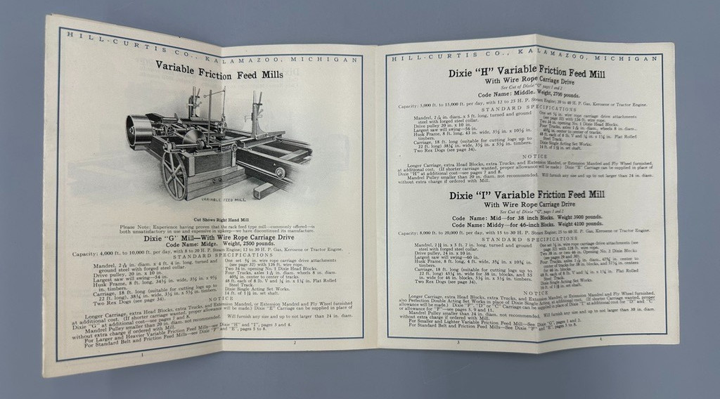 1920s Hill-Curtis Co Catalog 50 Saw Mill Machinery Lumber Timber Tool MI Antique
