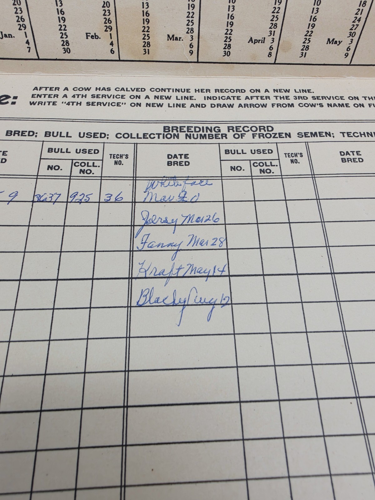 Rare 1957 American Breeders Service Folder Cow Breeding Schedule Advert Filled