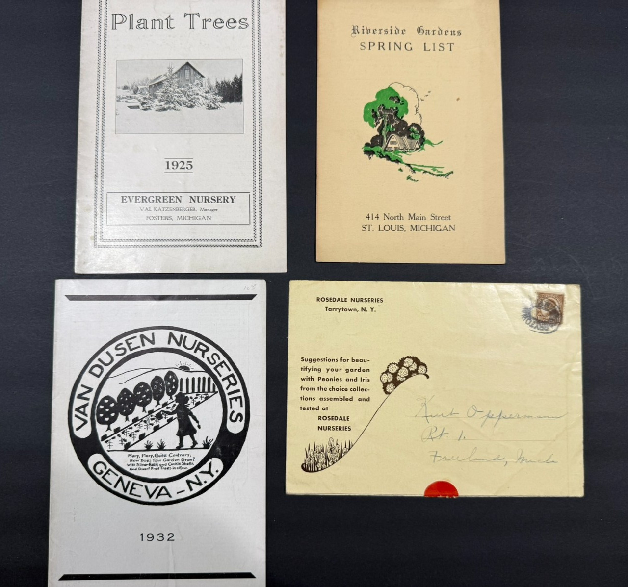 1930&rsquo;s Evergreen, Van Dusen, Rosedale Nursery Brochures…..4 Items