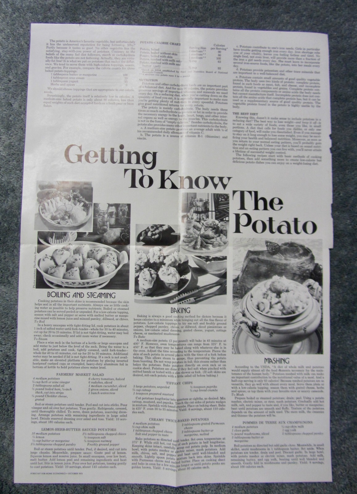 Vintage 1973 ALL ABOUT POTATOES Print POSTER 14.5&Prime; X 21.5&Prime; FUN Advertising!