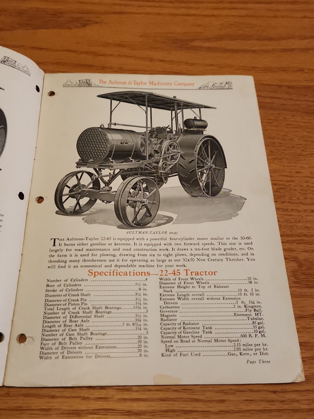 Aultman Taylor Machinery Company Gasoline Kerosene Tractors Catalog