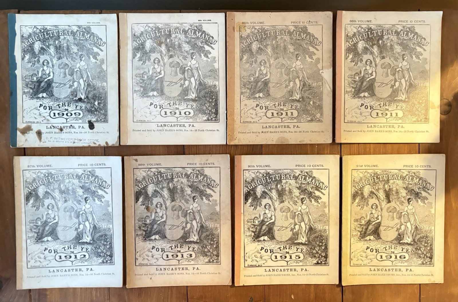 Lot Of 23 John Baer&rsquo;s Agricultural Almanac Lancaster, PA Antique! 1900’s