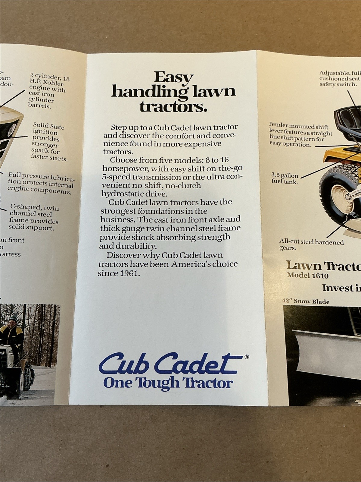 Vintage Original Cub Cadet Garden And Lawn Tractors Brochure As Is INV-P1138