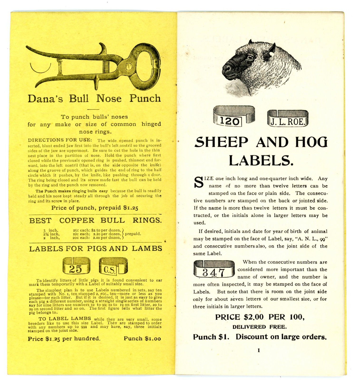 Dana&rsquo;s Stock Labels & Breeder Memorandum C H Dana West Lebanon New Hampshire
