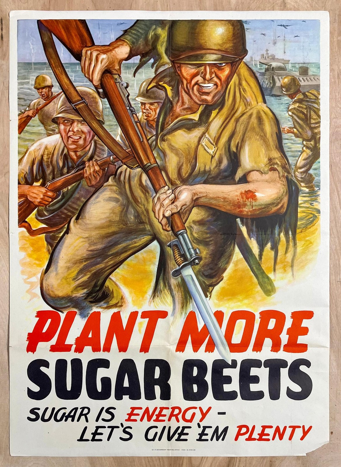 1944 Plant More Sugar Beets Sugar Is Energy Give Em Plenty USDA Poster WWII RARE