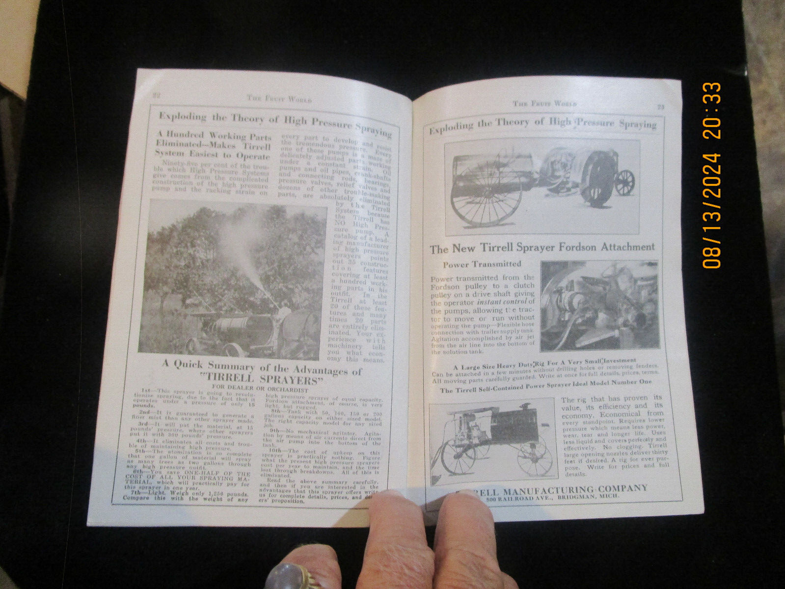 FRUIT FARMING Advertising Pamphlet 1923 CHIEF PO-KA-GON Brand Old tractors Vtg