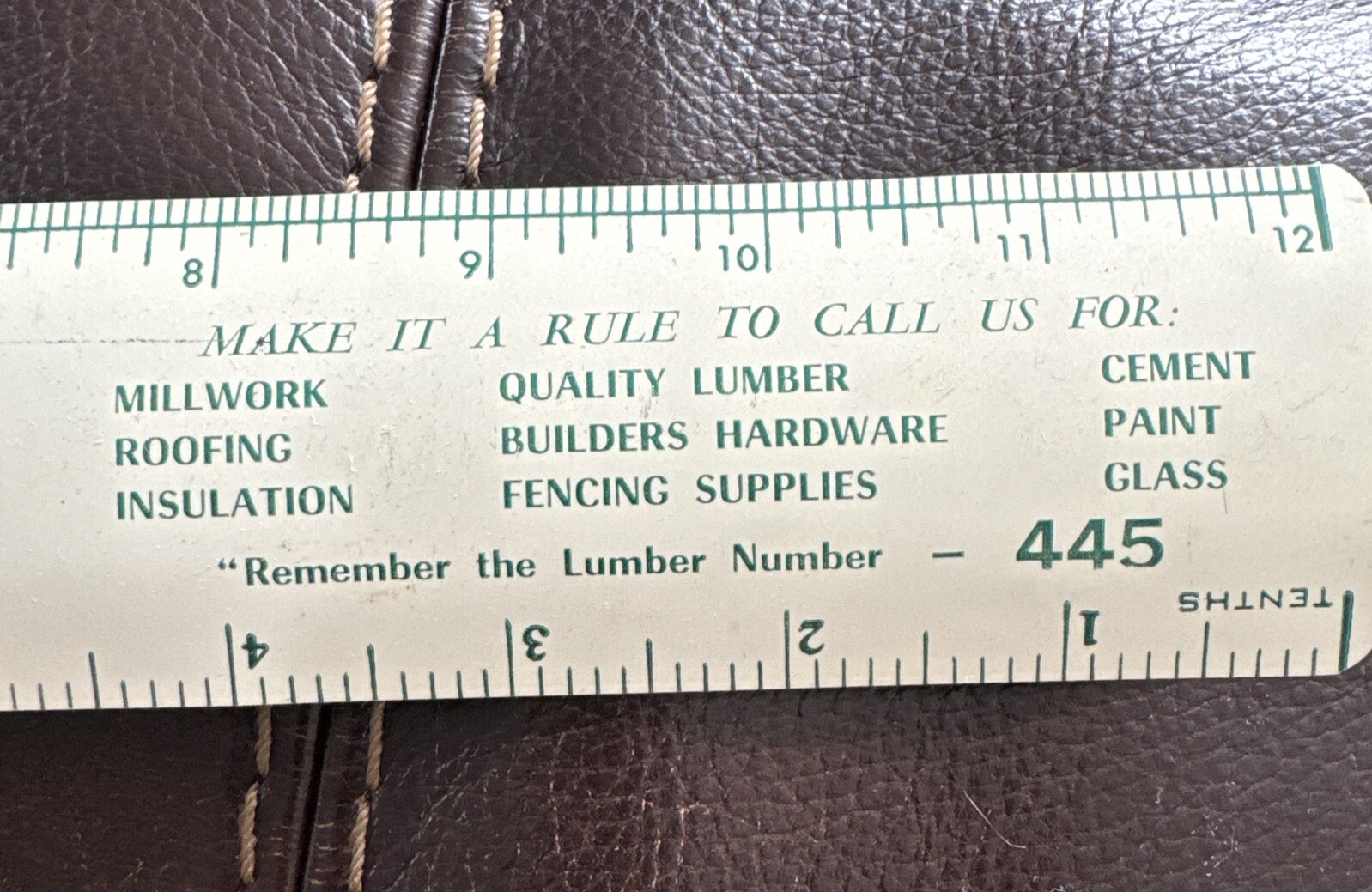 Vtg Green Bay Lumber Co Metal Ruler N Court Rd Ottumwa Iowa￼Pete Wilharm Mgr