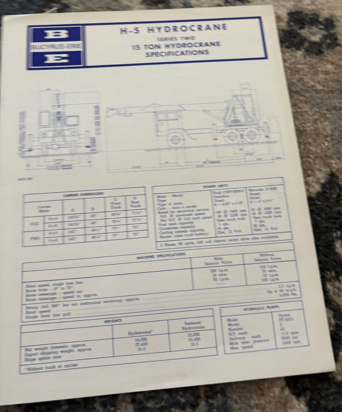 Bucyrus Erie H-5 Hydrocrane Series 2 Crane Specifications Brochure DCPA25
