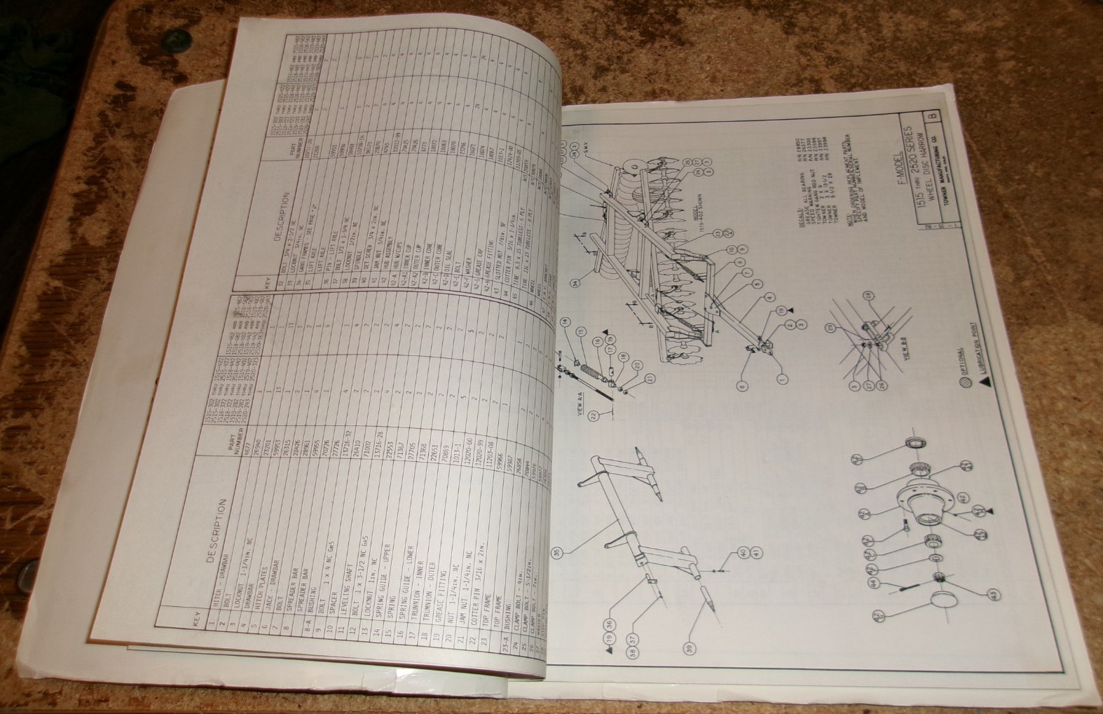 1979 towner offset disc owners, parts + instruction manual in good shape used
