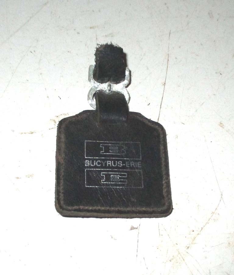 Old Advertising FOB Token Medal Bucyrus Erie Drag Line Bucket Leather And Metal